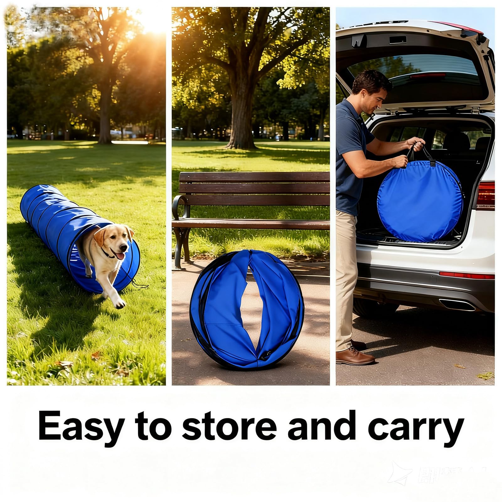 KINETOVOLTA outdoor/backyard dog training with durable agility tunnel.