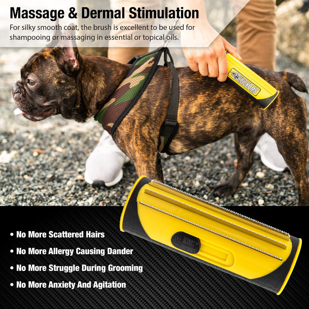 King Kanine deshedding brush used on horse coat for deshedding comfort