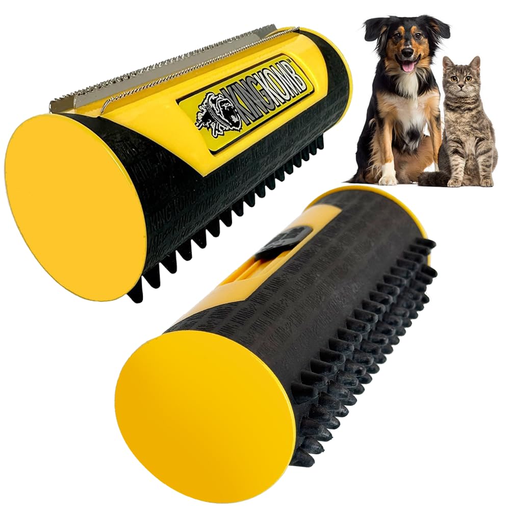 King Kanine deshedding brush self-cleaning mechanism removes loose fur during grooming