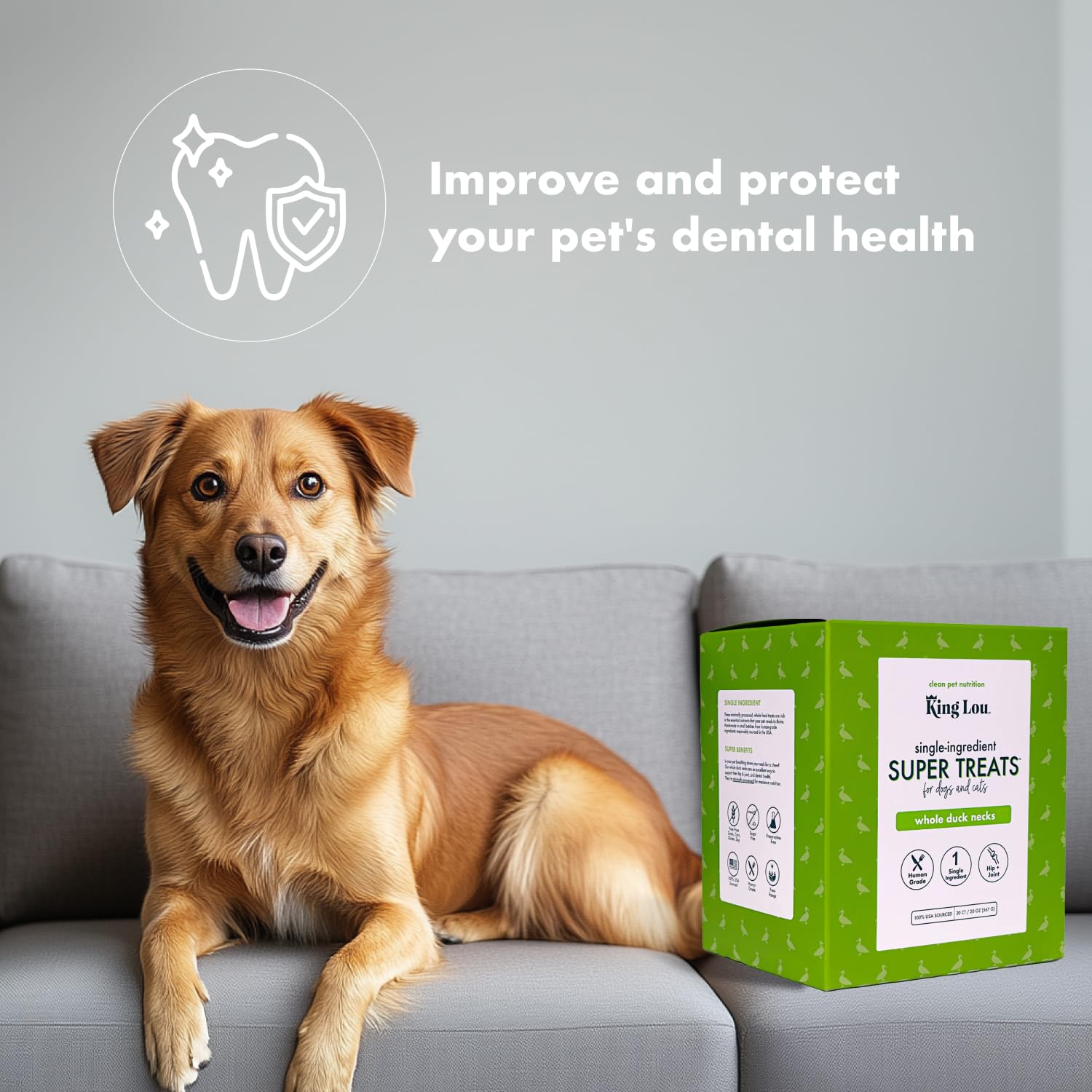 King Lou Duck Neck hip-joint benefit note hints at mobility-support nutrition.