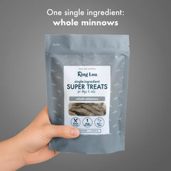 King Lou Minnows omega-rich treats for skin and coat.