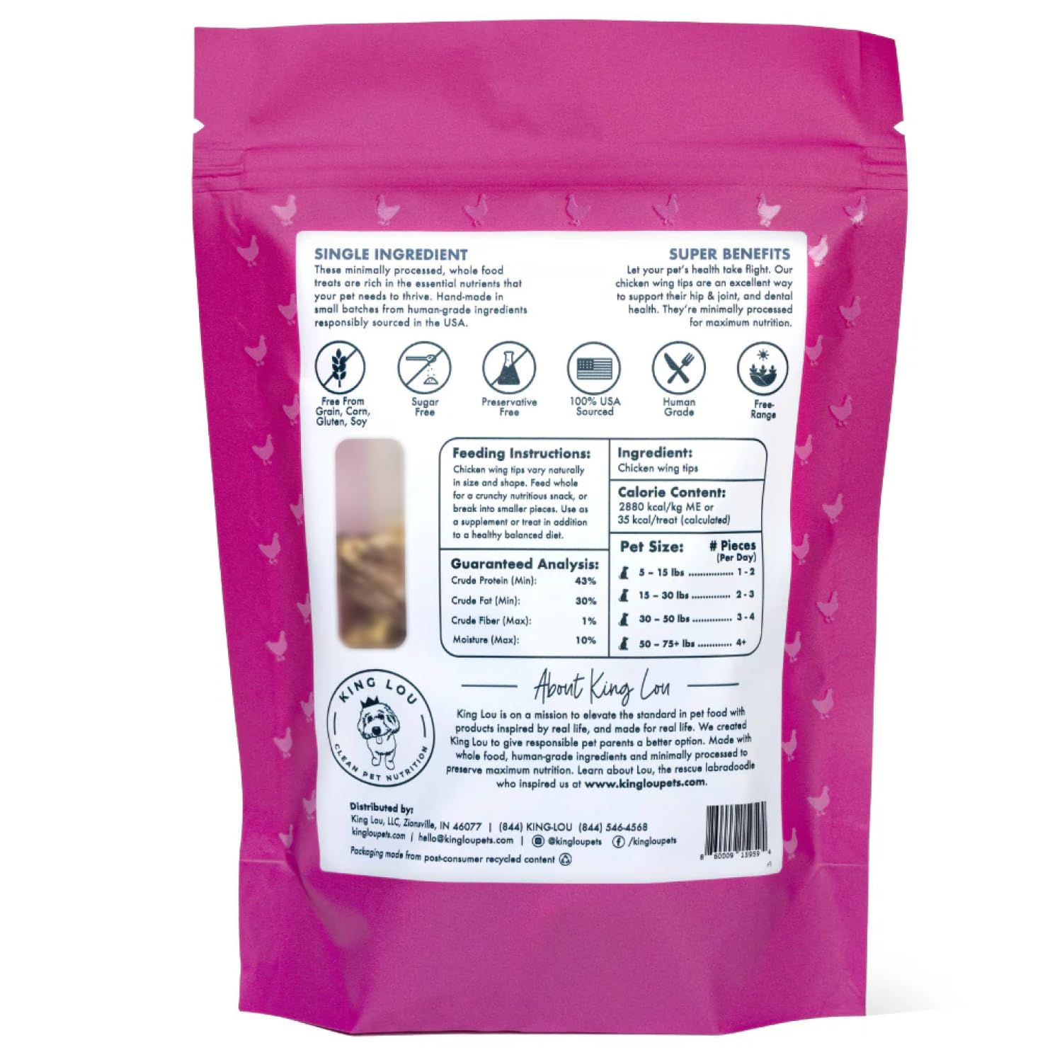 King Lou Pets one-ingredient treat emphasis image.