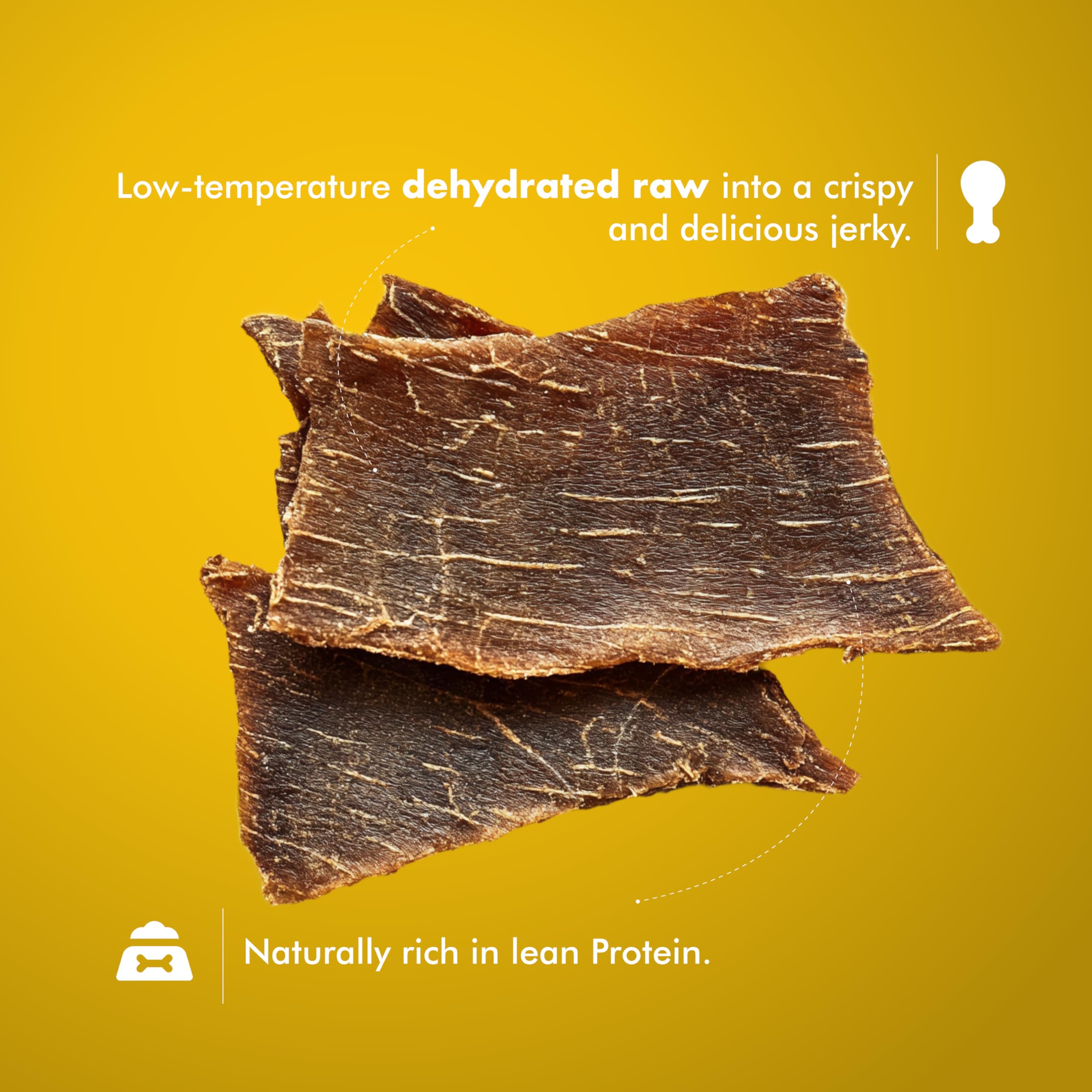 King Lou Pets turkey jerky dehydration texture closeup reveals crunchy bite