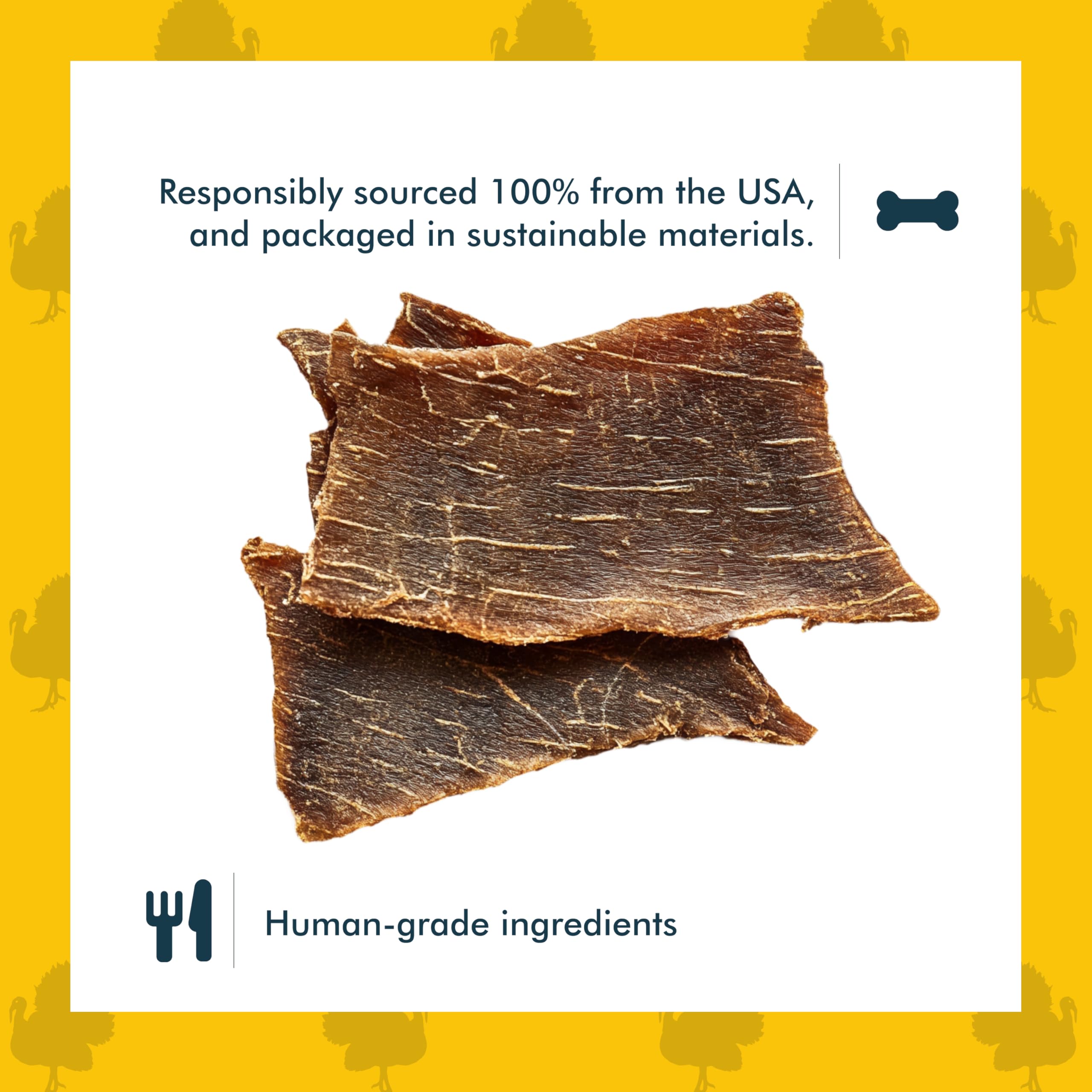 King Lou Pets turkey jerky closeup highlights crispy dehydrated texture for dogs
