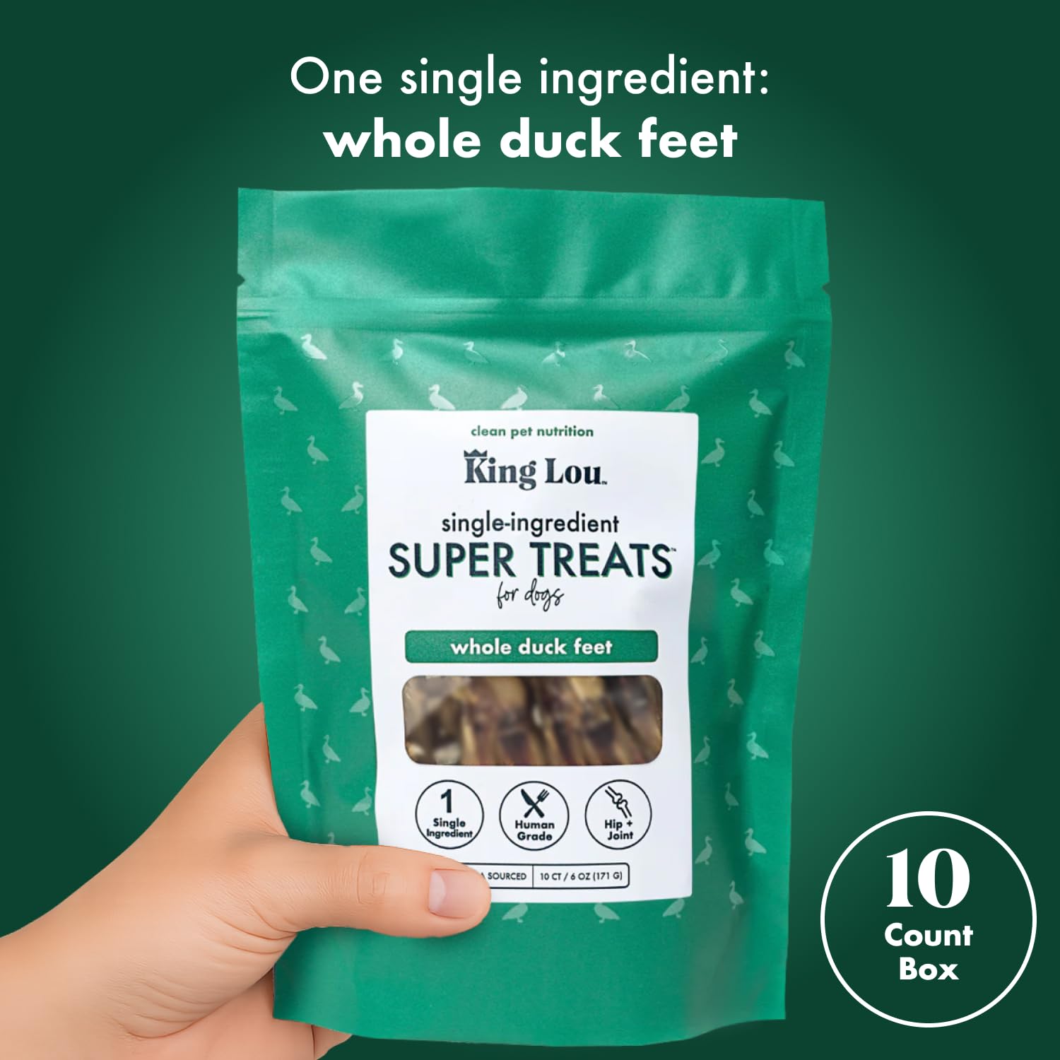 King Lou Pets vet-approved snacks shown with label trust and health choice