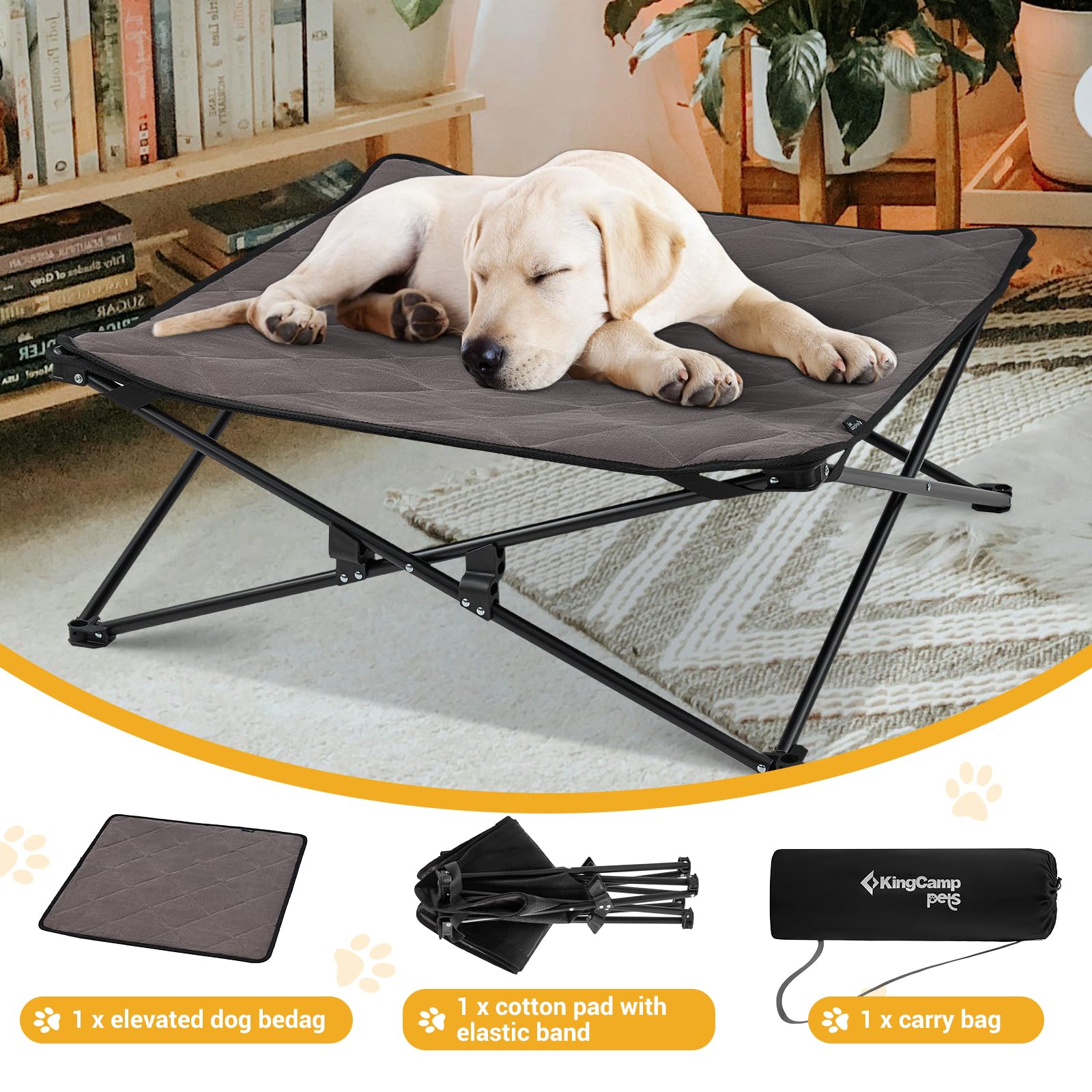 KingCamp elevated dog bed medium quick assembly demonstration for setup.