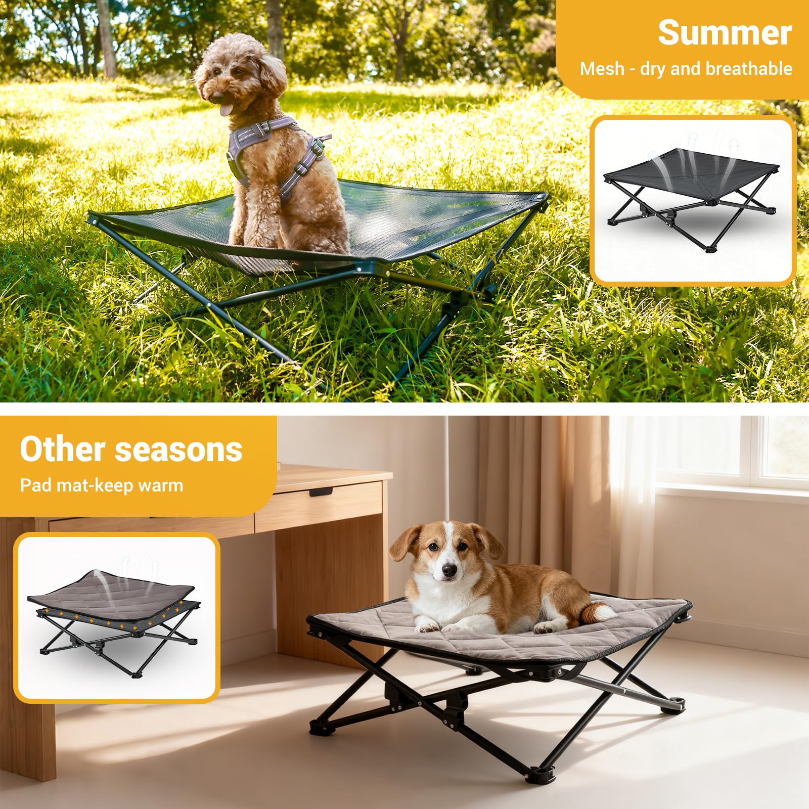 KingCamp elevated dog bed medium cooling mesh ideal for hot weather.
