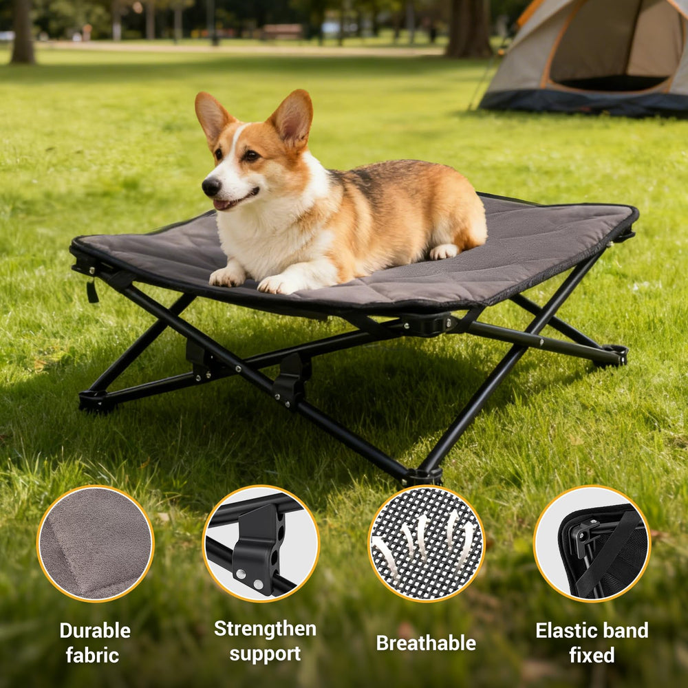 KingCamp elevated dog bed medium cushion close-up with removable washable cover.