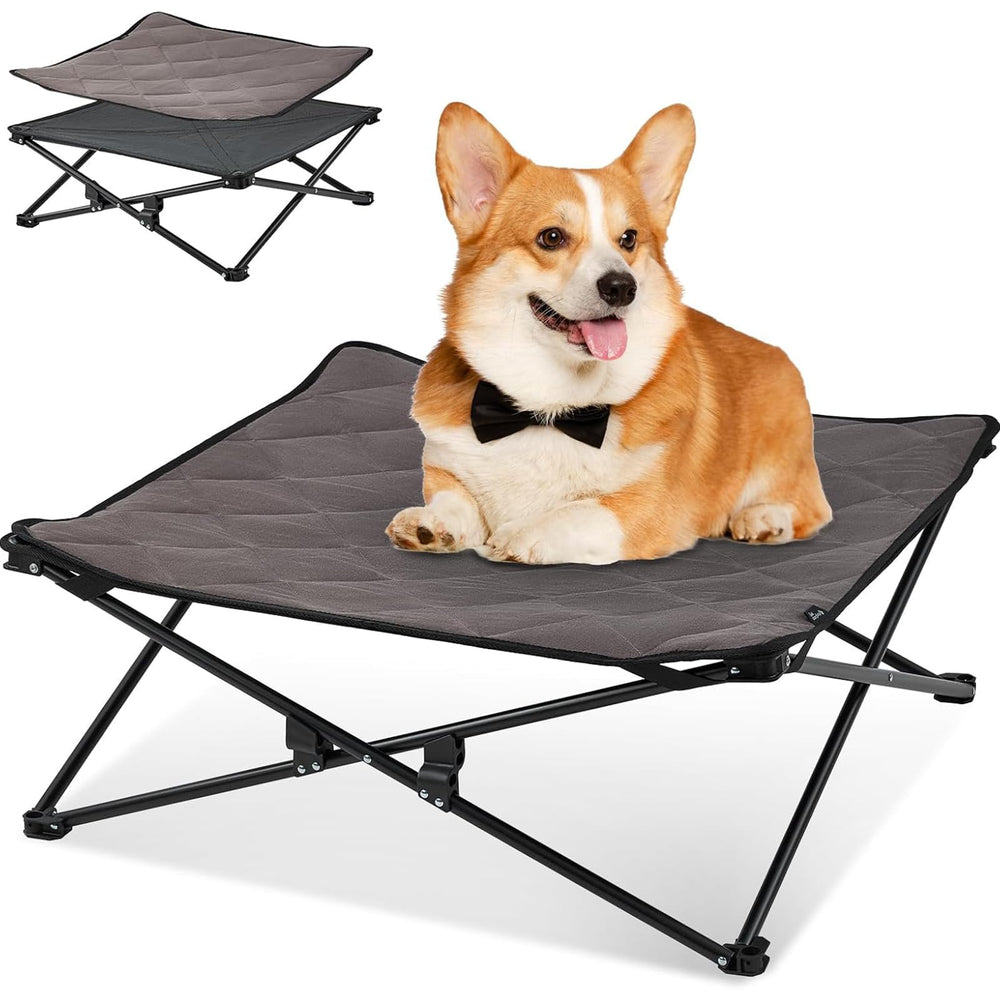 KingCamp elevated dog bed medium with carry bag, travel-friendly.