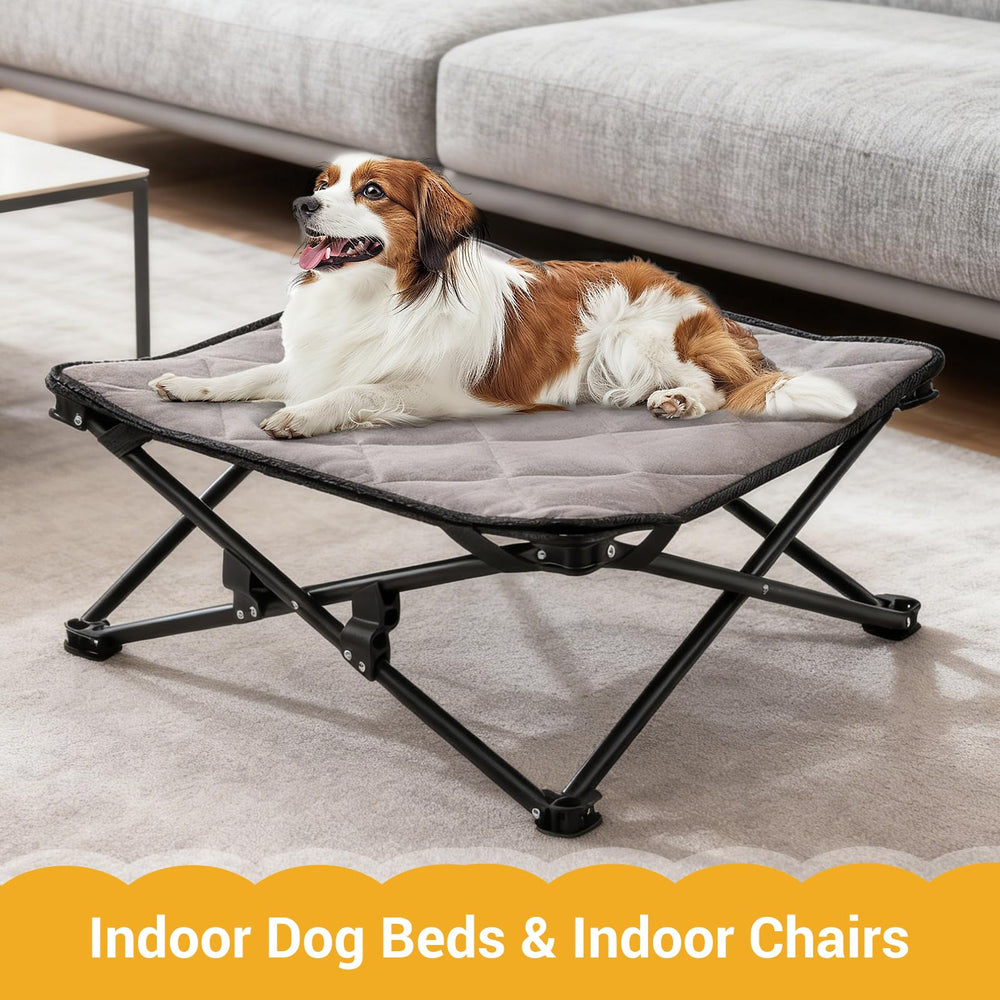 KingCamp elevated dog bed medium machine-washable cover for easy cleaning.