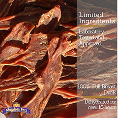 Kingdom Pets Duck Jerky tender strips highlight protein texture