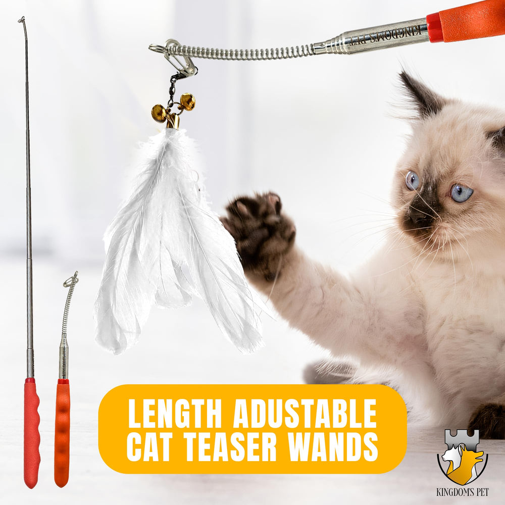 KINGDOM'S PET 3-in-1 feather-attachments mimic real prey, stimulating hunting instincts.