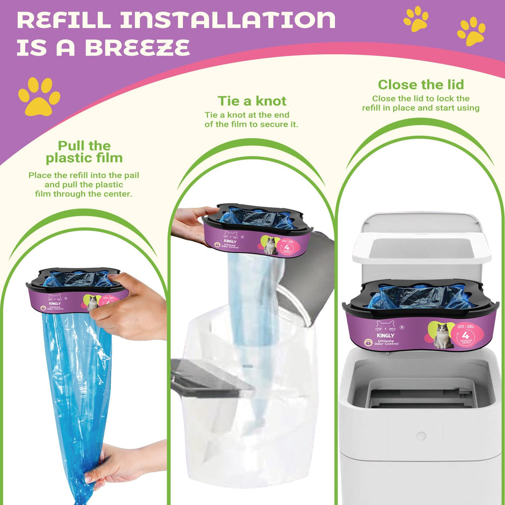 Kingly litter-genie-compatible refill 28ft 2-pack highlights easy system compatibility.