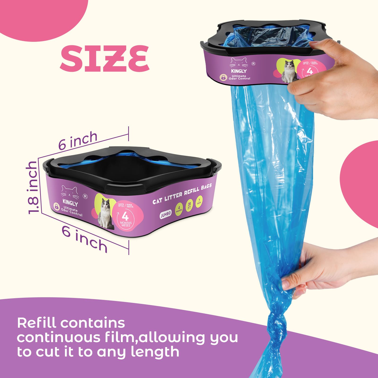 KINGLY refill demonstrates compatibility with Litter Genie Standard models for easy use.
