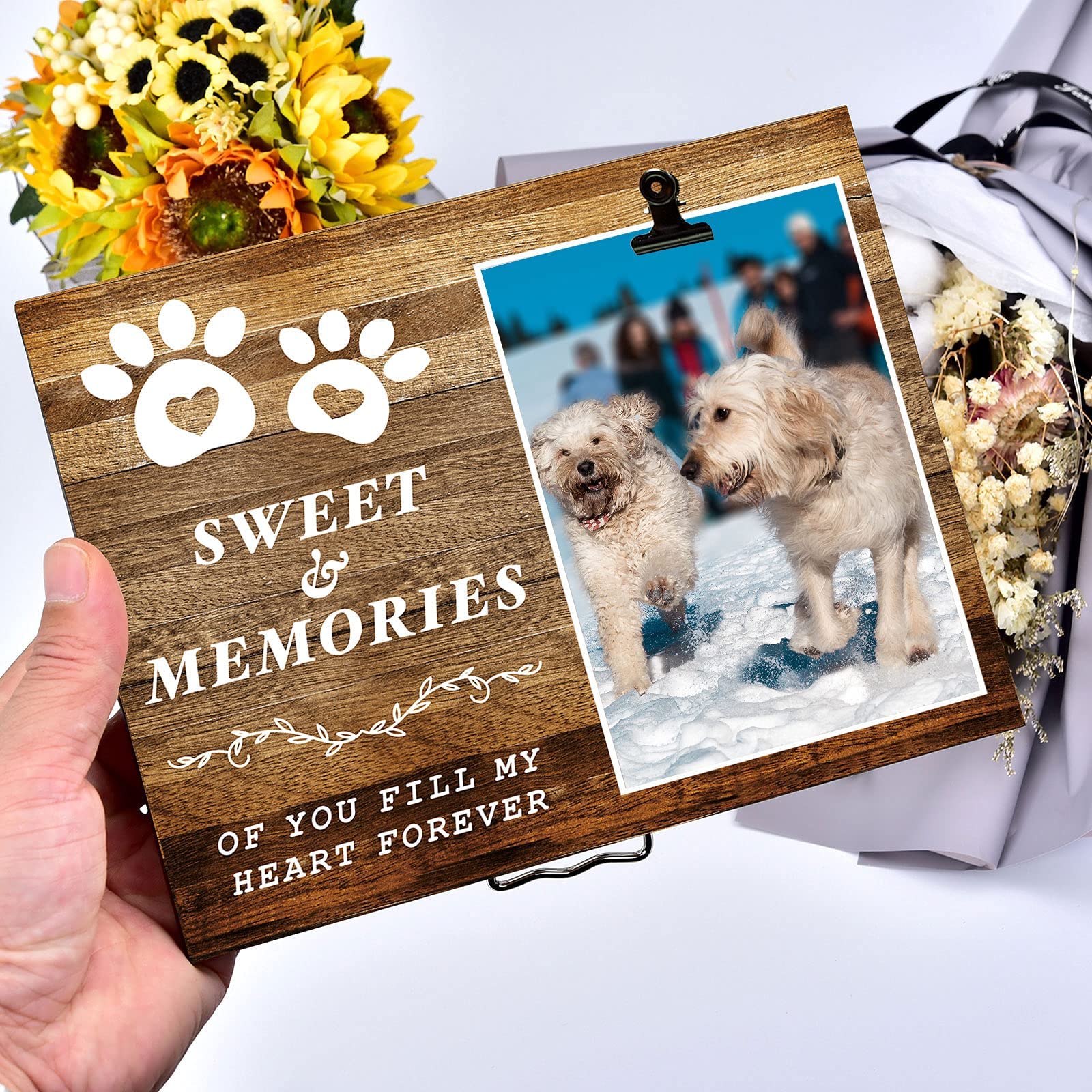 KINGNOW frame fits 4x6 photos securely for a dog memory keepsake.