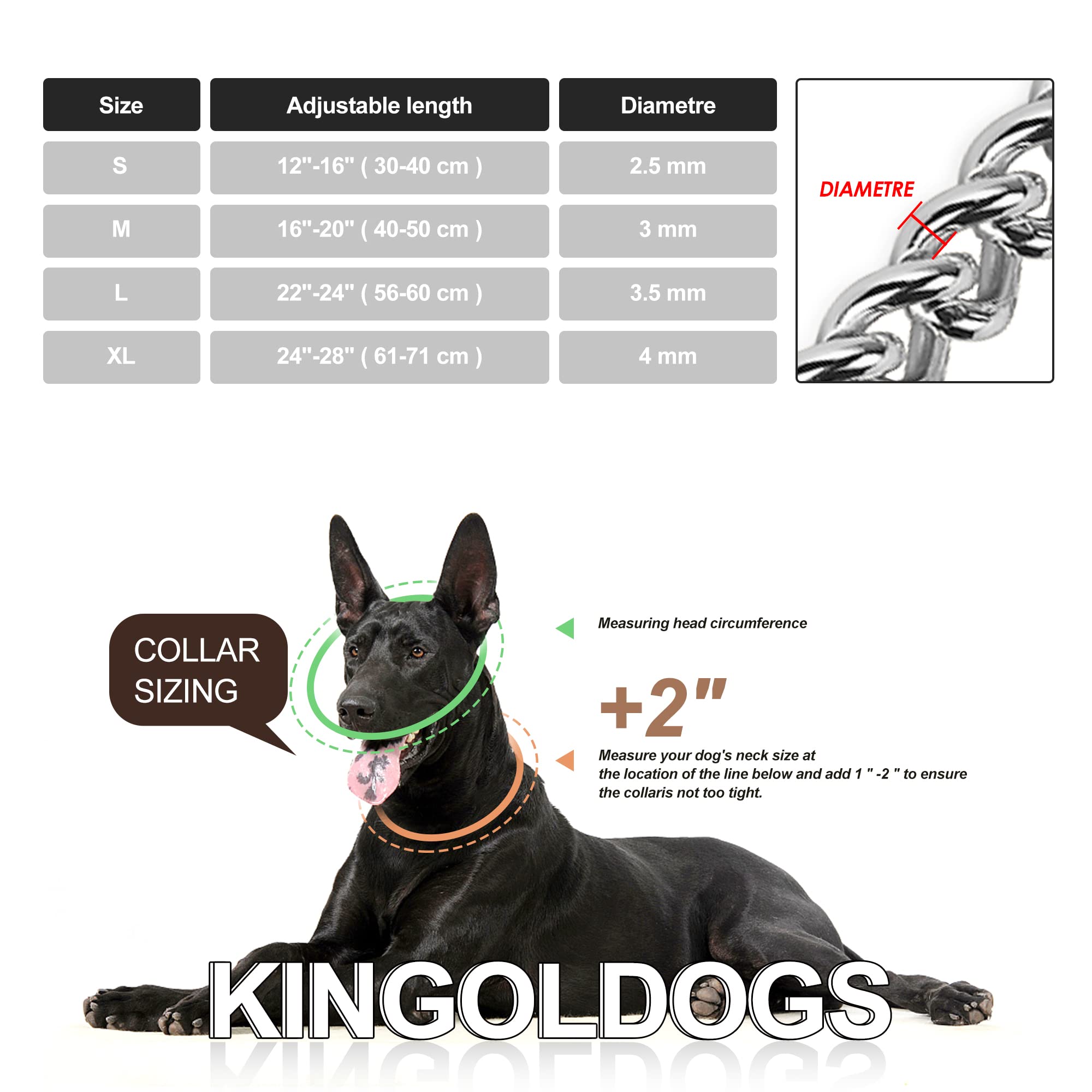 KINGOLDOGS color options silver gold black display shows versatile styling for any dog.