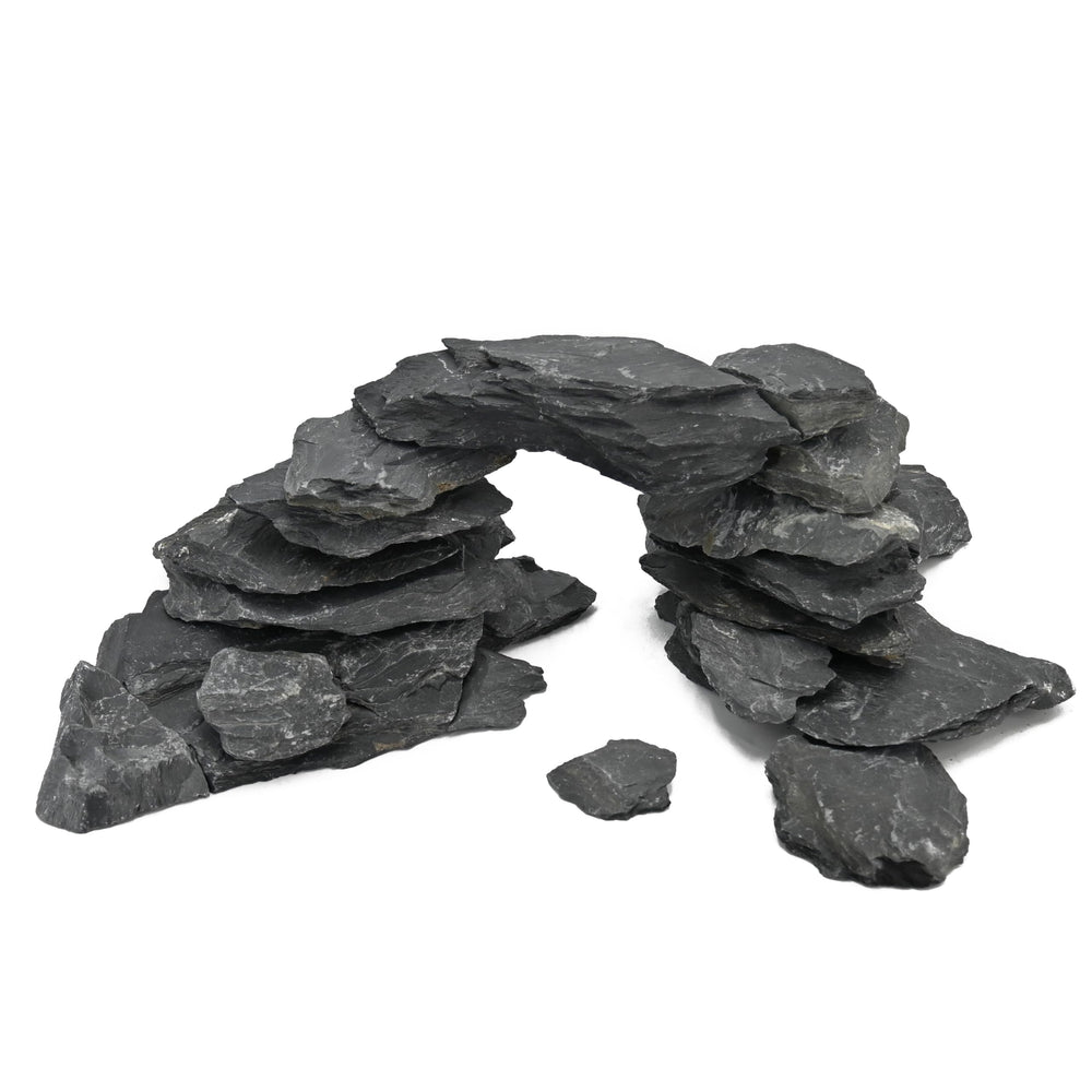 KINGRUI slate rock close-up showing layered texture for reptile basking and heat retention