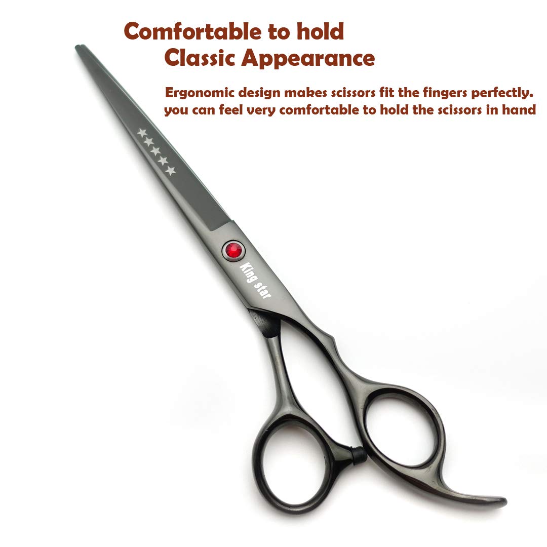 KINGSTAR 7.0in titanium black up-curved scissors for contouring.