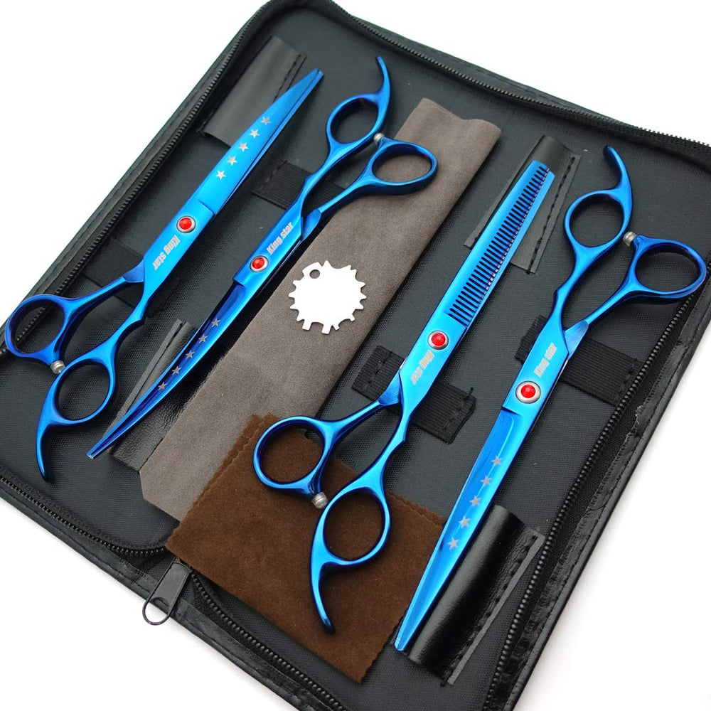 KINGSTAR 7in titanium blue thinning scissors for coat blending