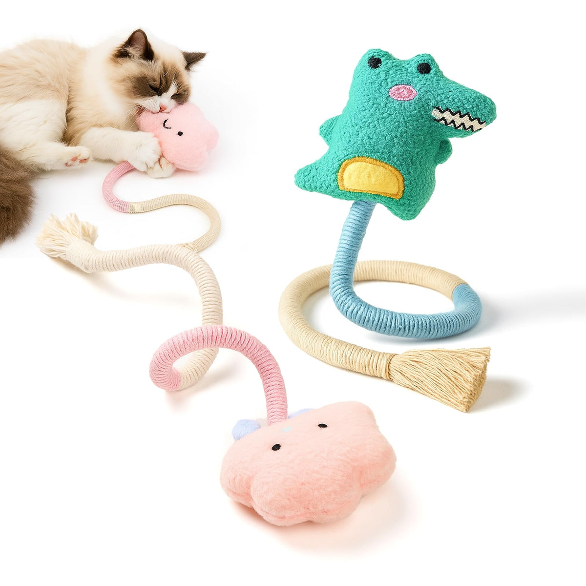 Kingtree cat rope toys 2-pack front view for interactive play