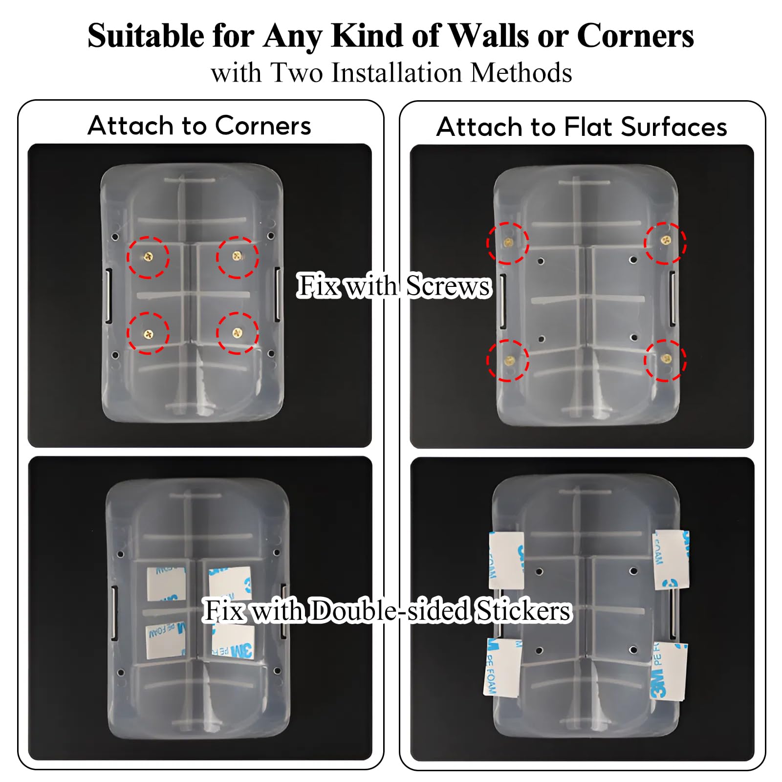 Kingtree wall-mount with sticky or screw options for versatile placement.