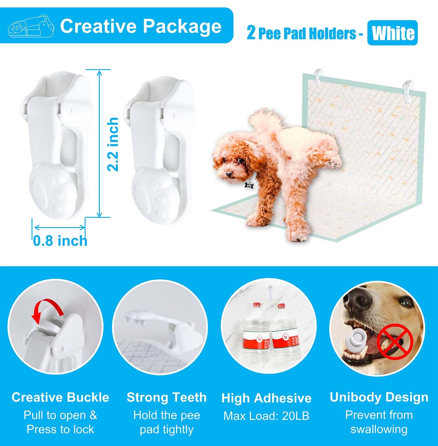 Kingwee dog pee pad holder walls with 3M adhesive for secure wall mounting.