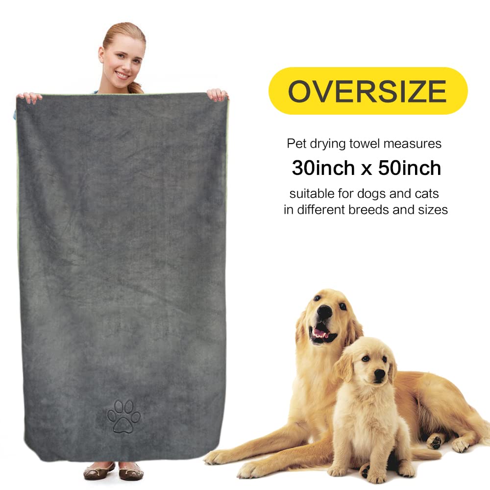 KinHwa dog towel with embroidered paw print highlights premium design and cozy bath use.