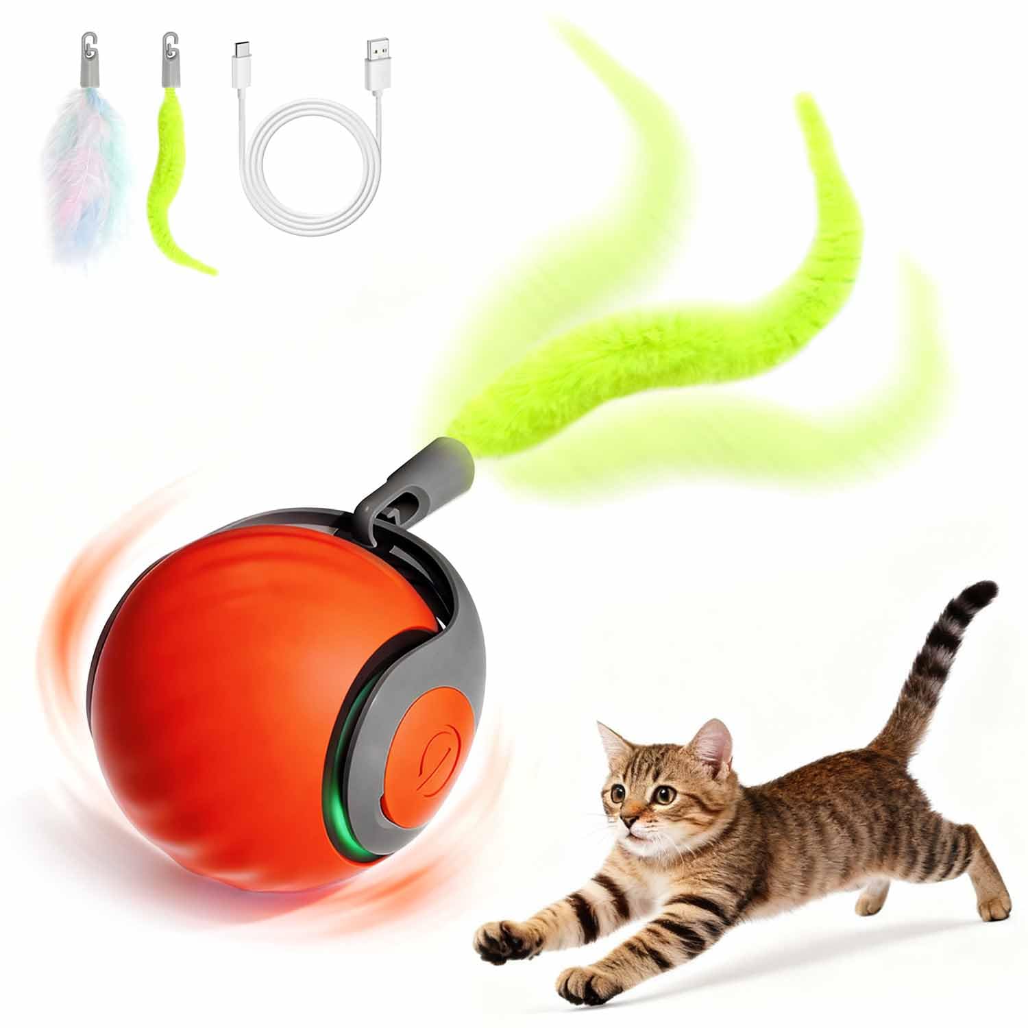 Kinizuxi interactive cat ball orange boosts indoor play and activity