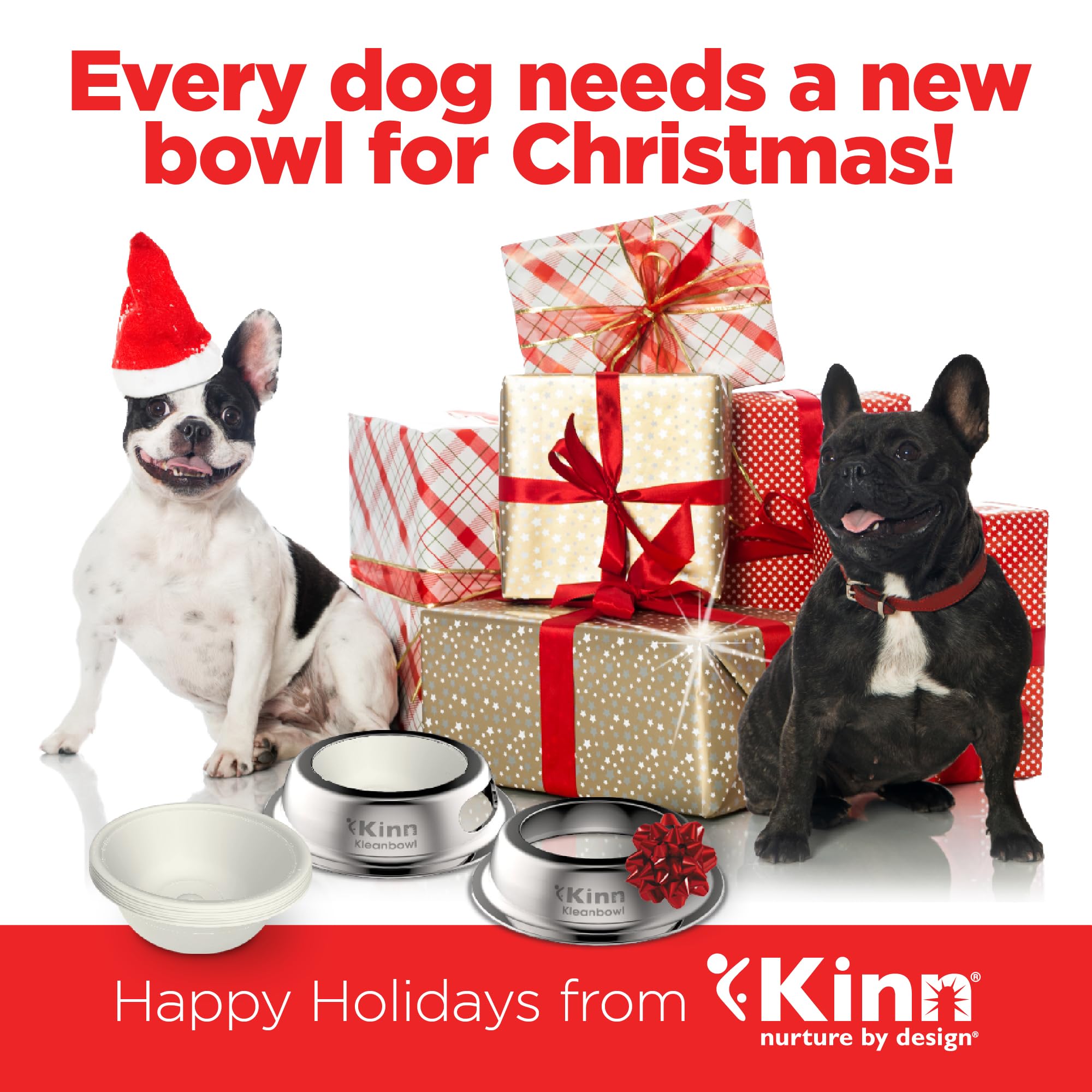 Kinn Kleanbowl frame-system refills for quick, leak-proof feeding setup.