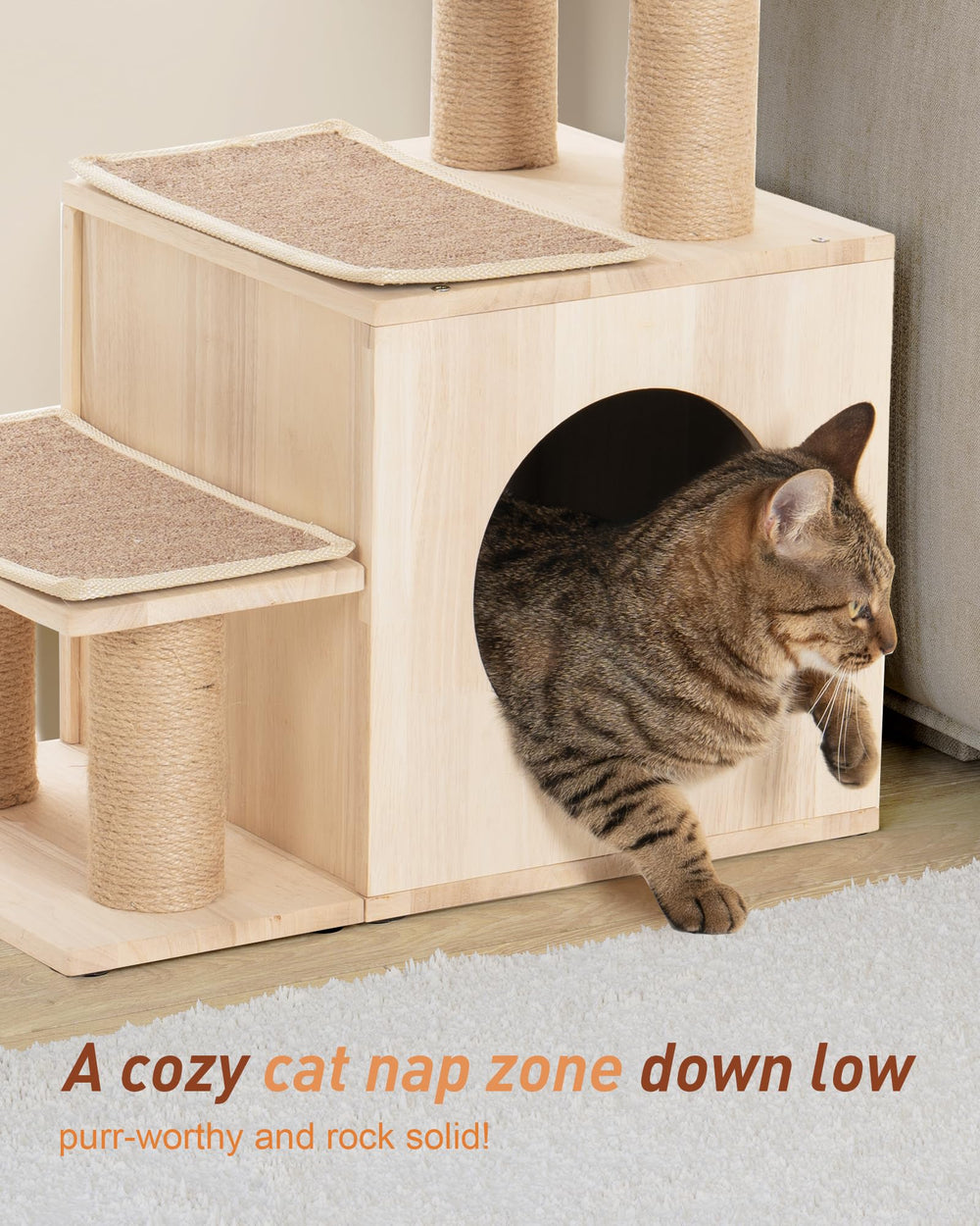 KinoTail anti-slip carpet steps keep paws secure on high-bed access