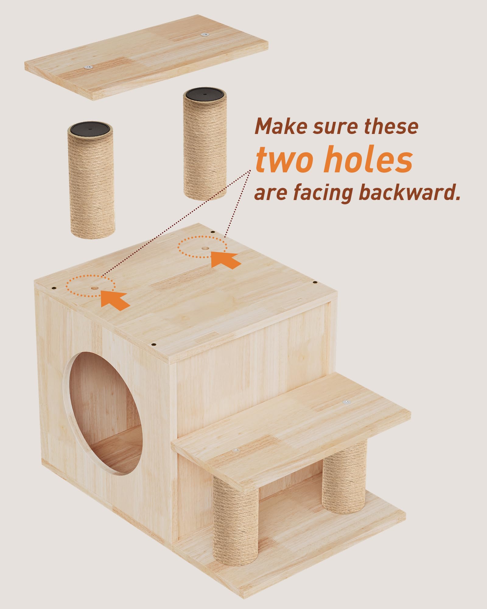 KinoTail wood cat stairs soft-step treads reduce jump stress and protect furniture