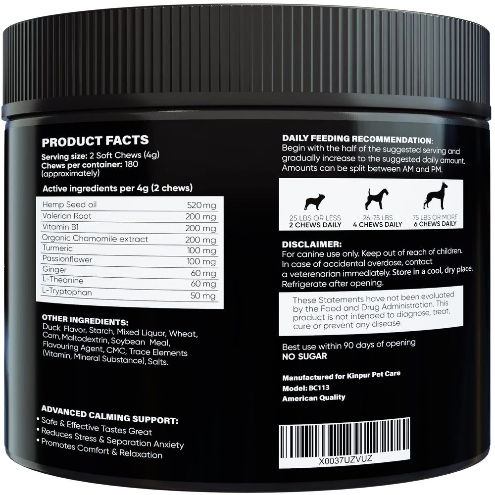 Kinpur hemp soothing treats pack: beef flavor and golden blend for comfort.