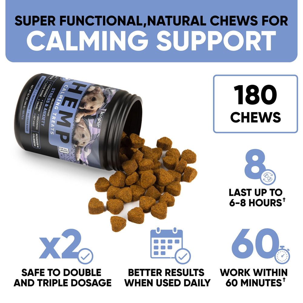 Kinpur dog calming chews soft texture closeup: non-sedative formula without drowsiness.