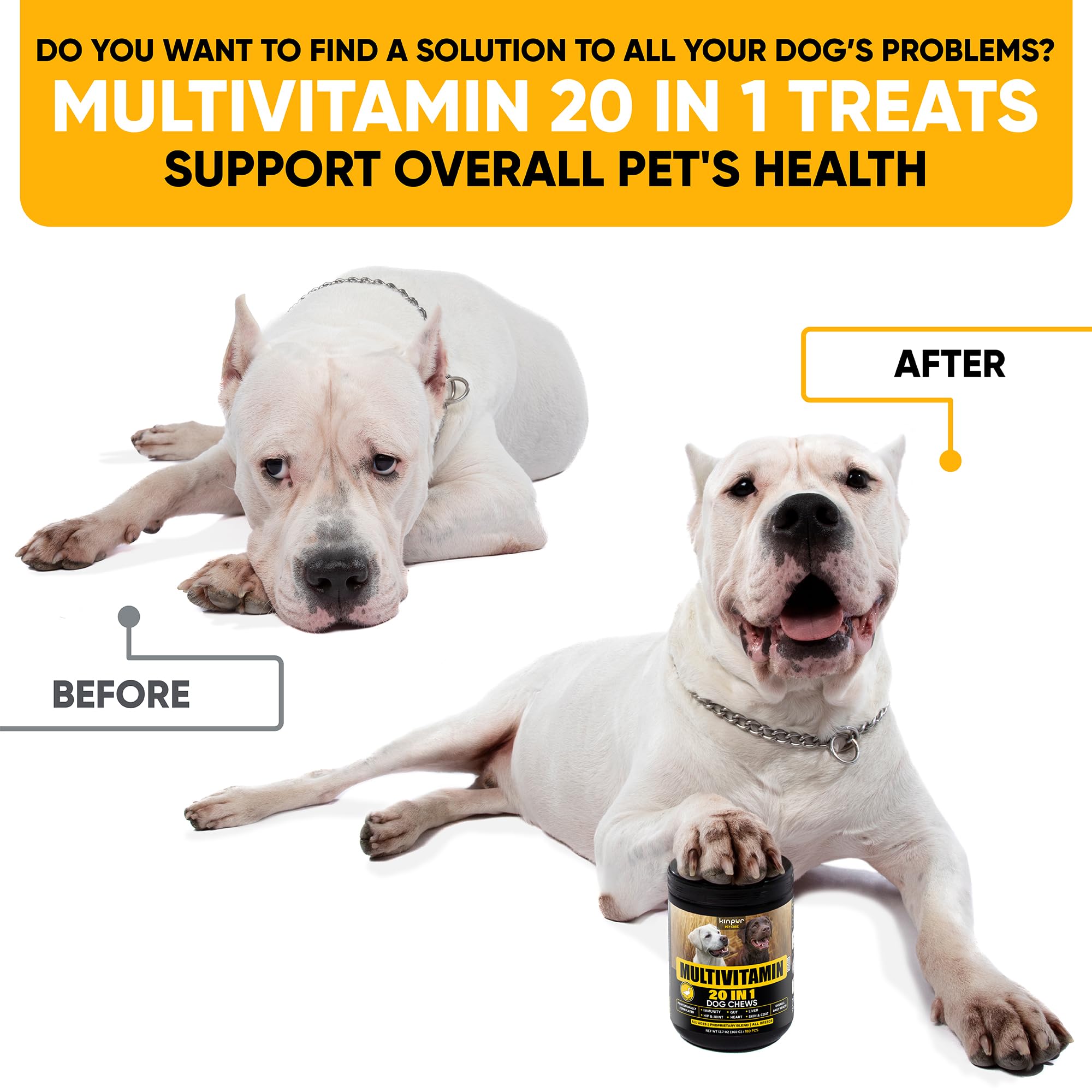Kinpur Dog Multivitamin chews closeup illustrates tasty texture supporting daily vitality.