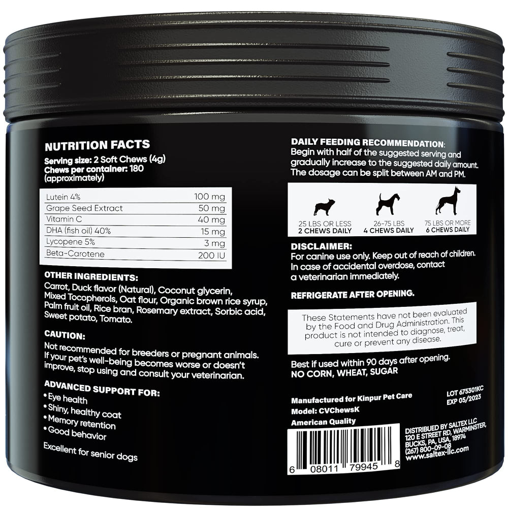 Kinpur Eye Vitamins all-breeds dog outdoors suggests universal suitability and daily routine.