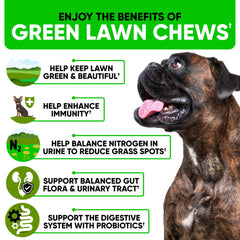 Kinpur Green Lawn Chews ingredients panel highlights cranberry and probiotics