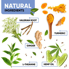 Kinpur hemp dog treats ingredients blend image: premium herbal mix for stress relief.