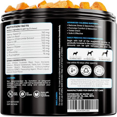 Kinpur Pet Care calming chews with hemp oil aid nervous dogs during fireworks and storms.