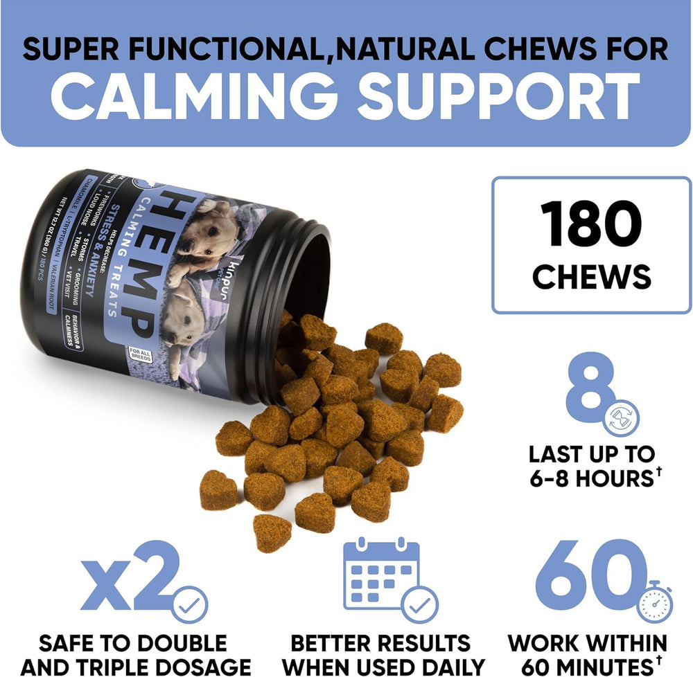 Kinpur Pet Care calming treats ideal for road trips and vet visits.