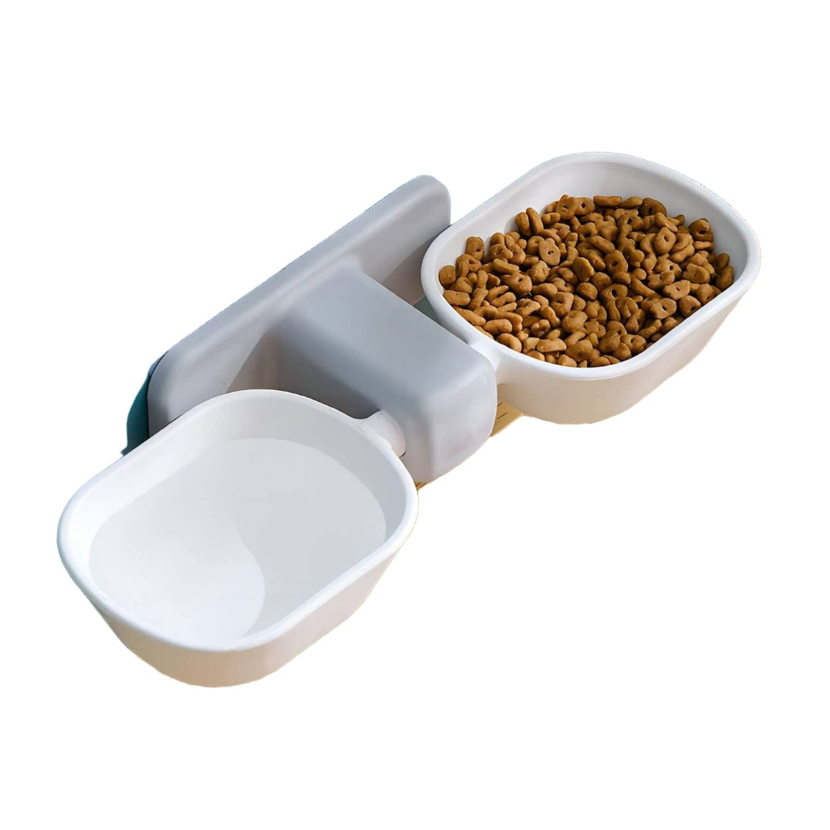 KINTEGOOD wall-mounted cat bowls on white display showing space-saving design for neat feeding.