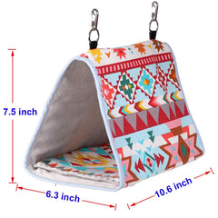 KINTOR Bird Nest Snuggle Hut canvas exterior showcases colorful patterns for playful cage décor.