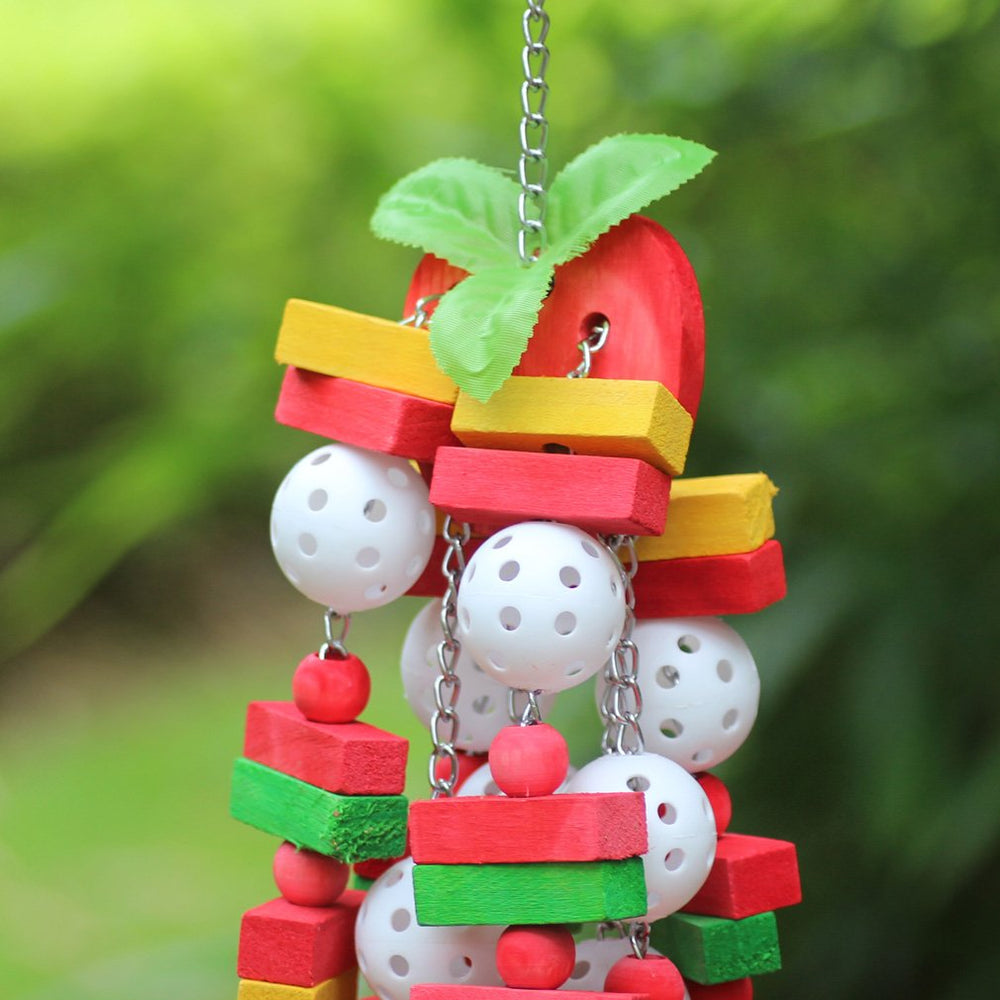 KINTOR parrot toy with metal chain provides durable climbing and engagement.