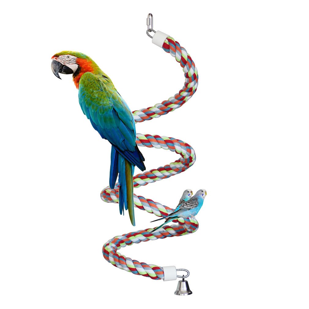 KINTOR Rope Bungee Perch 83-inch length for large parrots—climb and play.