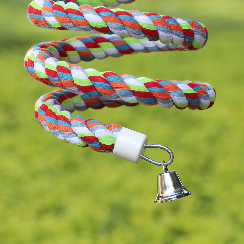KINTOR rope perch bell detail offers gentle, intriguing chime for interest.