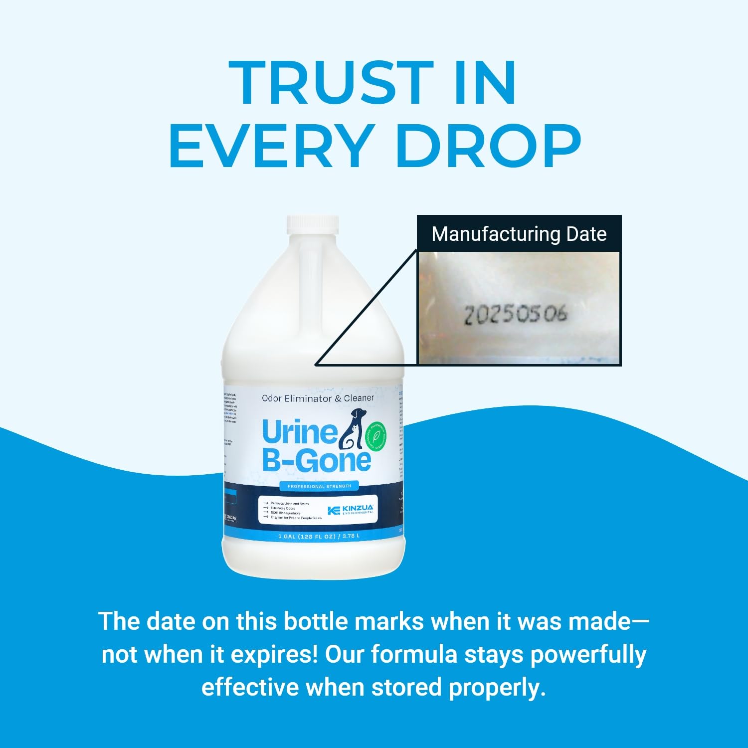 KINZUA ENVIRONMENTAL Urine B-Gone original scent bottle conveys fresh, not overpowering aroma.