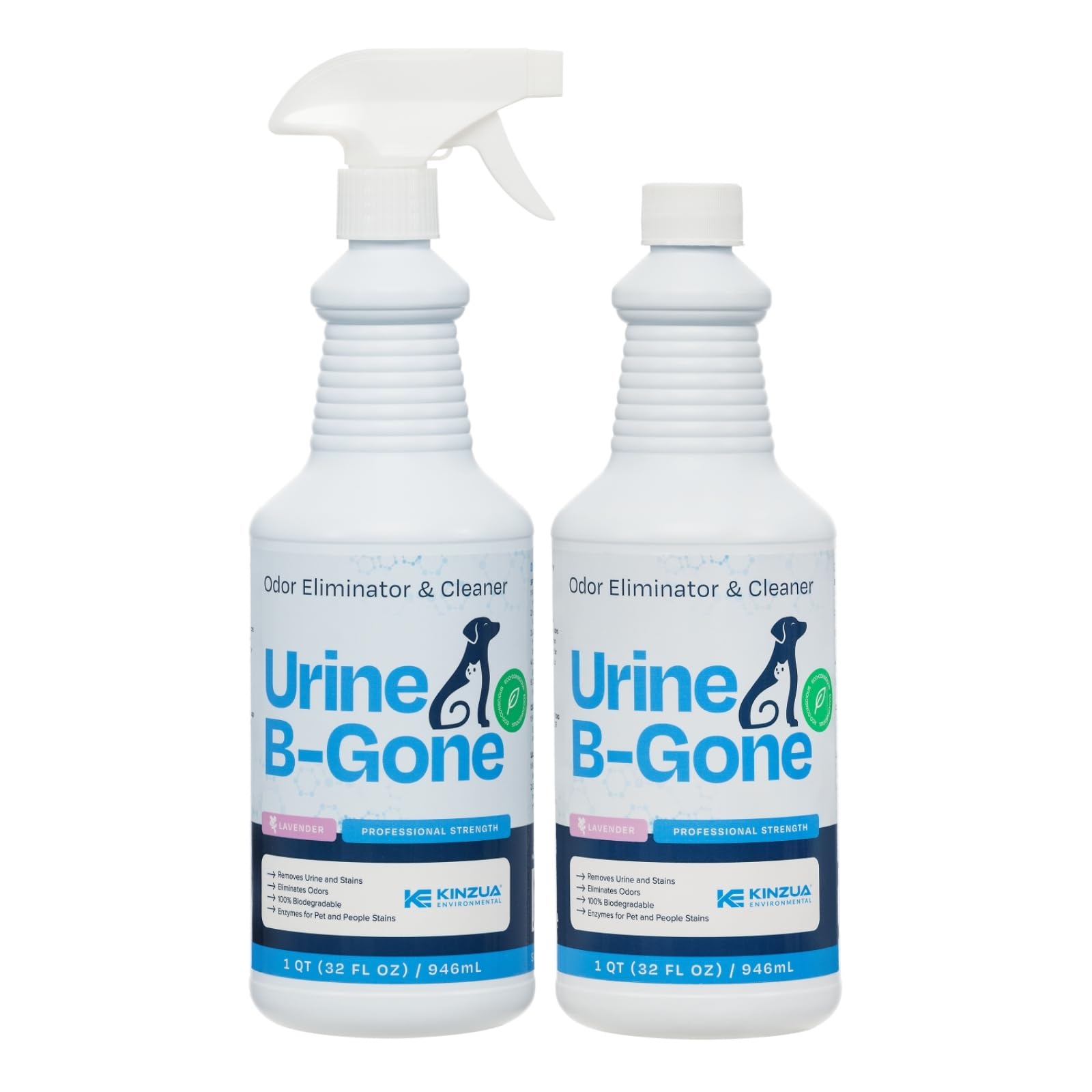 KINZUA Urine B-Gone pack of two lavender bottles for pet stain removal and odor elimination