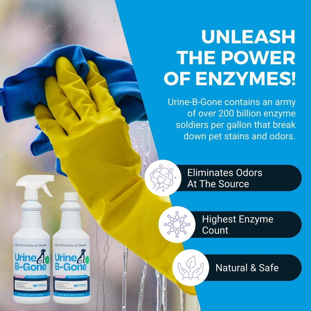 KINZUA Urine B-Gone spray application on upholstery for pet stains