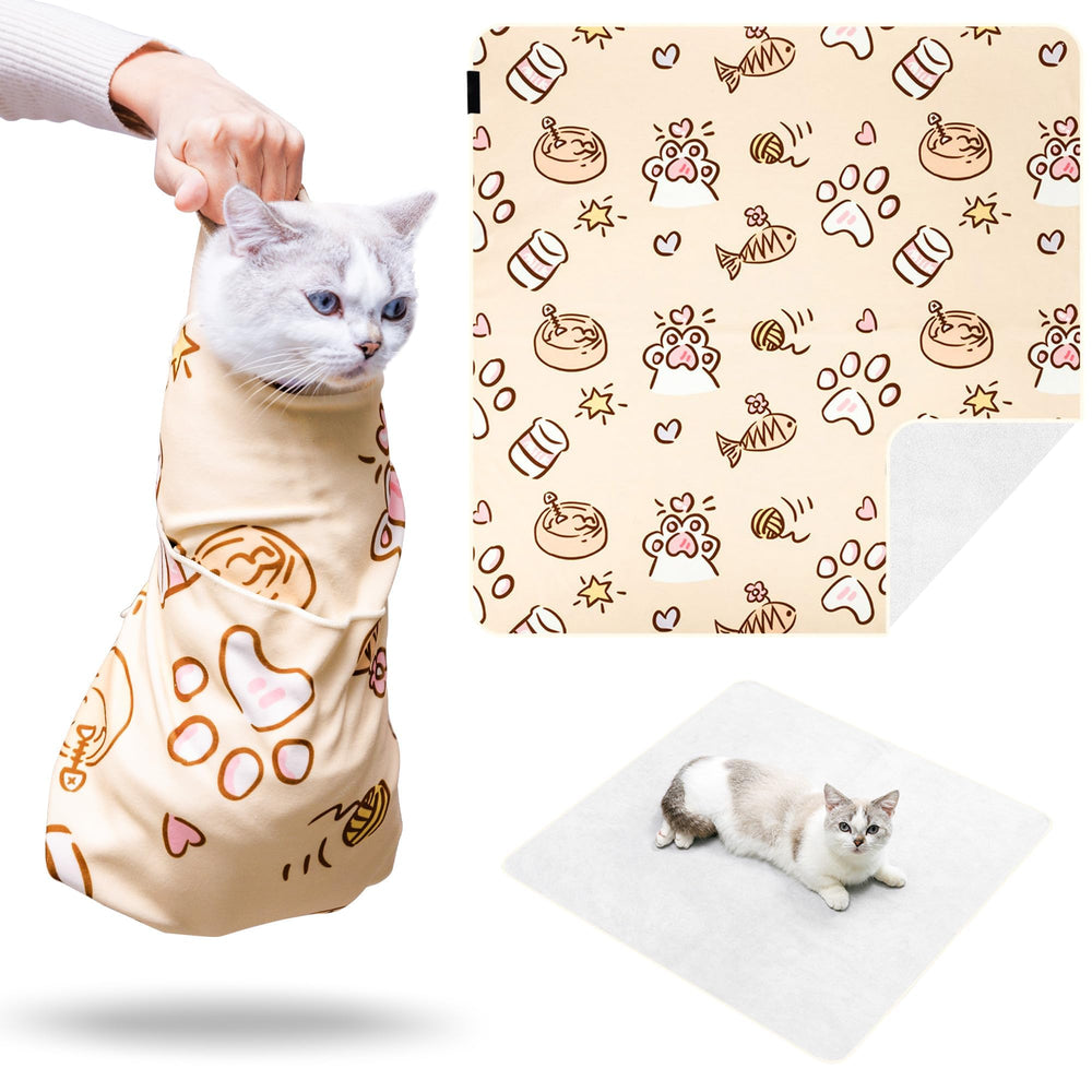 Kiorafoto cat grooming wrap 35inch folded for easy grooming prep.