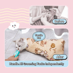 Kiorafoto cat grooming wrap self-adhesive wrap demonstrates quick one-person wrapping.