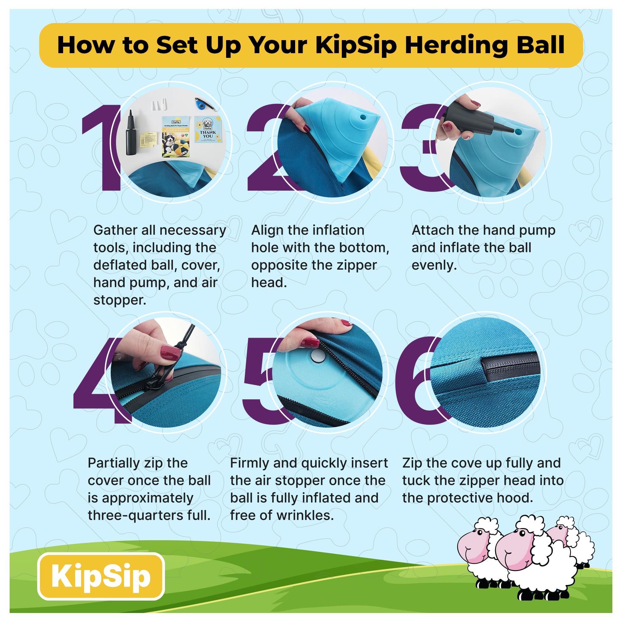 KipSip Herding Ball storage image demonstrates compact transport ready